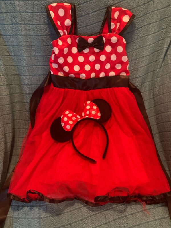 Girls Minnie Mouse Costume Polka Dot & Tulle Dress & Ears ~ Est Sz 4 ~ Darling!