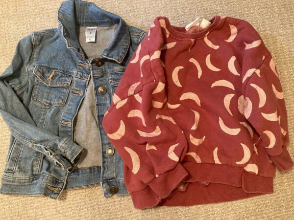 Lot of Two ~ Size 4 ~ Denim Jean Jacket & Zara Sweatshirt Girls Gender Neutral