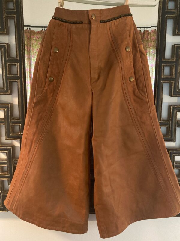 Chloe Leather Wide-Leg High-Waist Pants ~ Size 36 ~ Havana Brown ~ $2700 Retail!