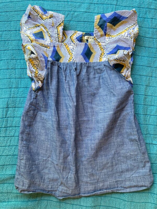 Anthem of the Ants Chambray Dress ~ Ruffle Sleeve Abstract Print Dress ~ Sz 3 3T