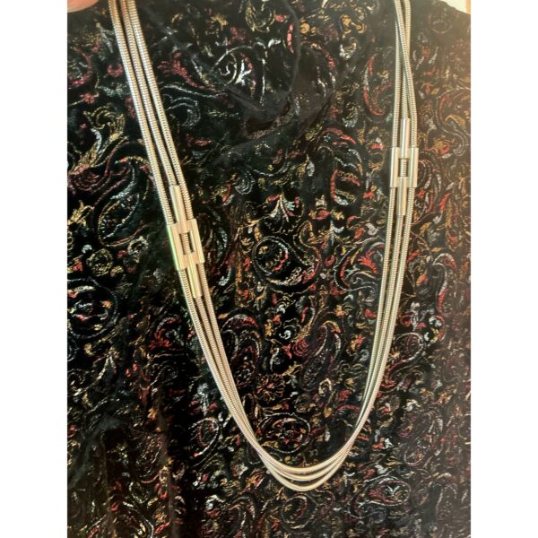 YSL Yves Saint Laurent Modernist Silver Snake Chain Necklace ~ 30" Vintage & Fabulous!