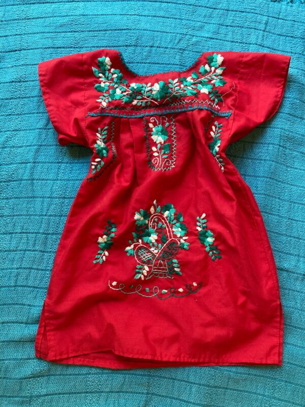 Girls Embroidered Mexican Red Dress Size 2 / 3 ~ Adorable