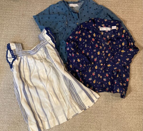 Lot Girls Size 2-3 Zara Two Tops / Blouses Floral & Polka Dots ~ Striped Dress