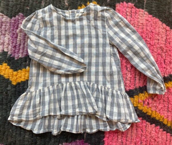 Vignette ~ Gray Gingham ~ Little Girls Blouse Top Long Sleeve ~ Sz 5 Years