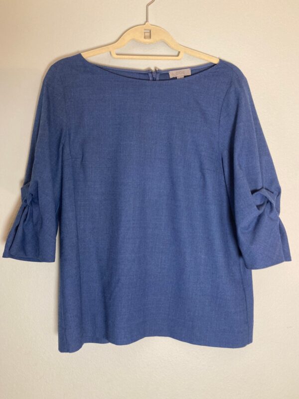 COS ~ Beautiful Blue Wool Top ~ Twist Detail sleeve ~ Sz 10