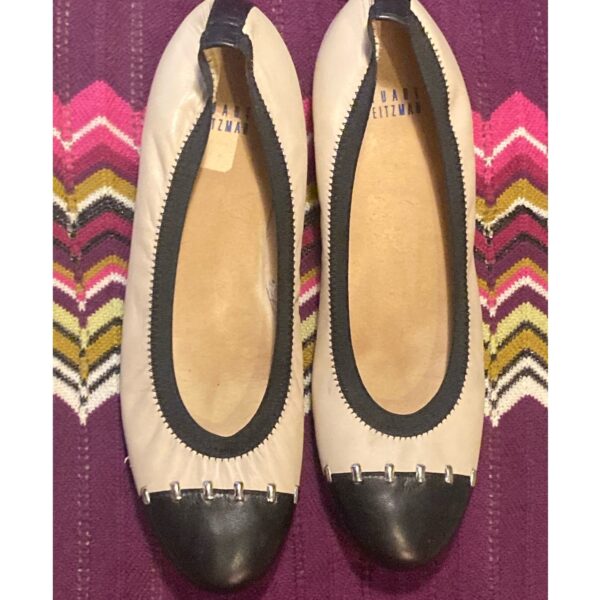 Stuart Weitzman Ballet Flats Chanel-like Black & Cream ~ Sz 7N Orig $295