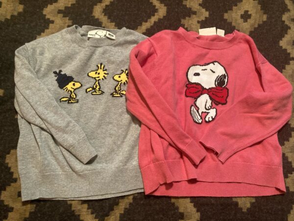 Uniqlo Peanuts Snoopy Woodstock TWO Sweaters ~ Size 3-4 ~ Bring On The Sass!