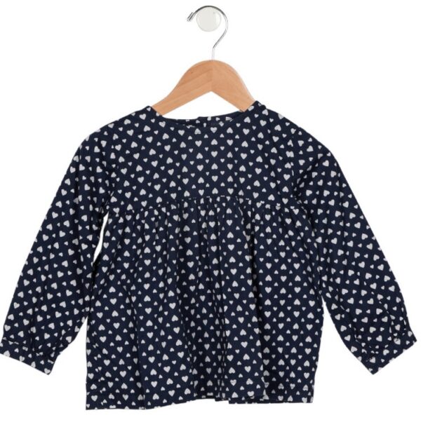 Rachel Riley ~ Heart Print Blue Long Sleeve Blouse ~ Sz 4 ~ Sweet & Lovely