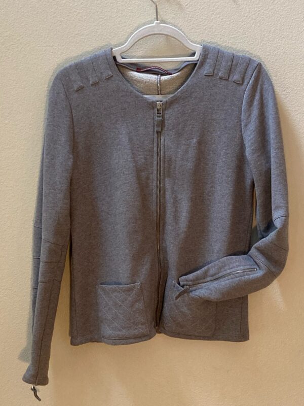 Comptior de Cotoniors Paris Gray Cotton Moto Jacket ~ Sz M ~ Must See Details!