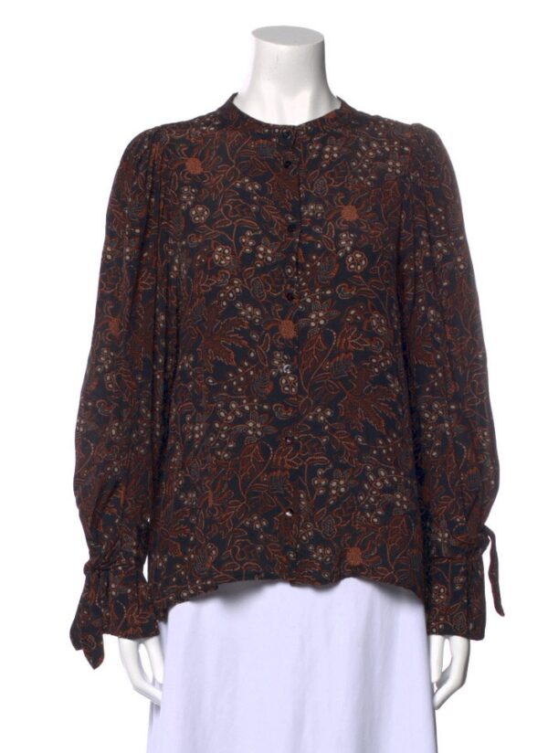 Warm ~ Fall Leaves Floral Print Button-up Blouse ~ Size M ~ Lovely & Rich Hues!