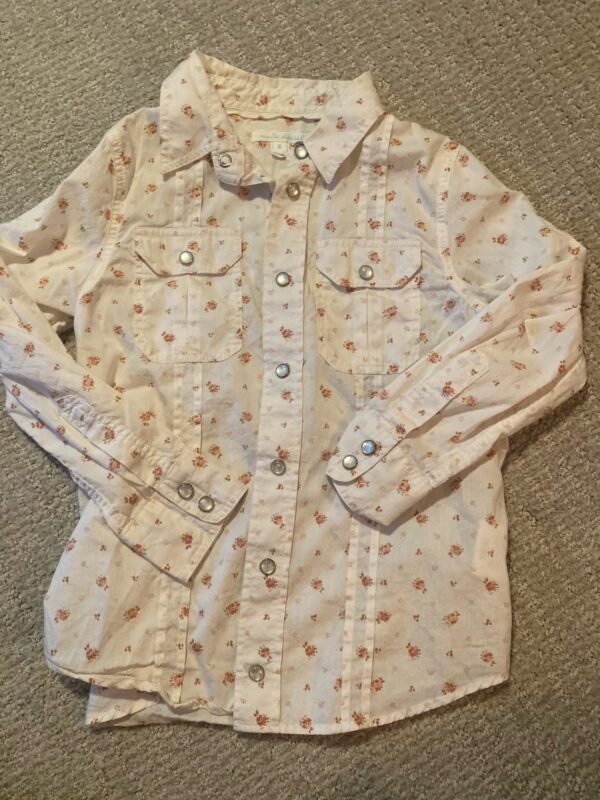 Marie Chantal ~ Pearl Snap Front Button Down Shirt Flower Print Size 6 SO SWEET