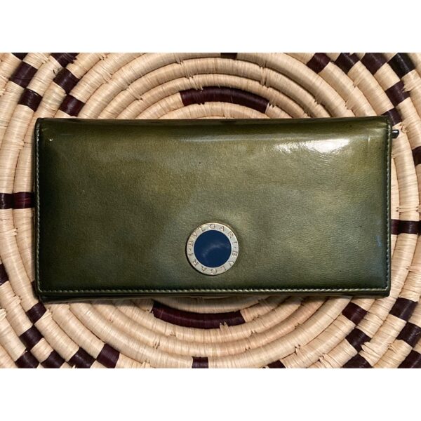 Blvgari NWT Lovely Green & Blue Patent Leather Continental Wallet ~ Your New BFF