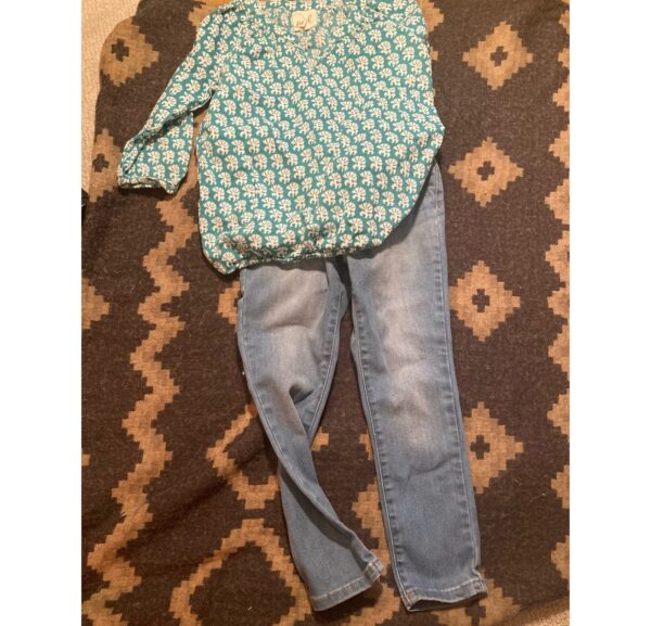 LOT Girls Sz 6-7 S ~ Long Sleeve Print Blouse & Jeans ~ Boho Girl Fall Outfit