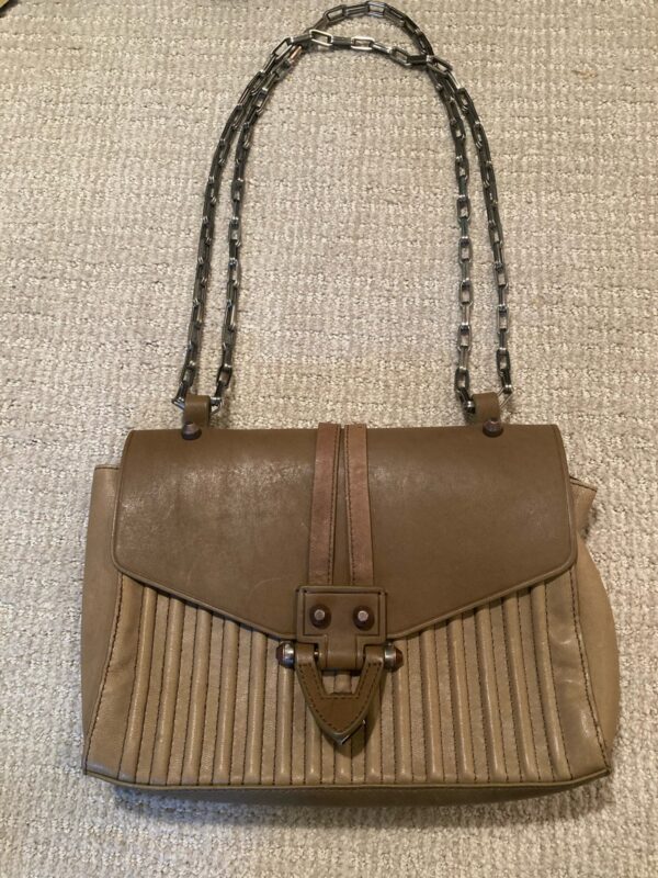 Pour La Victorie Olive Leather Handbag Chain Strap ~ NWOT ~ PERFECT Fall Bag