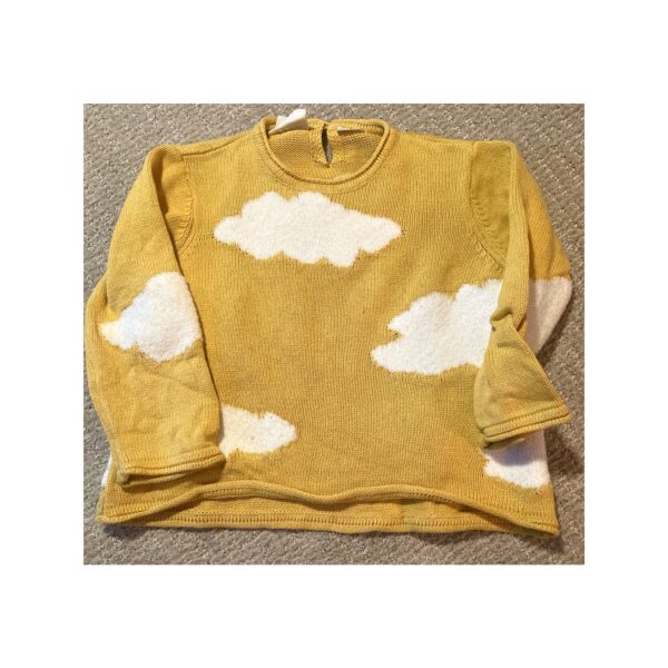 Zara ADORABLE Yellow Cloud Print Jaquard Sweater Cotton ~ Size 3-4 ~ Photoshoots!