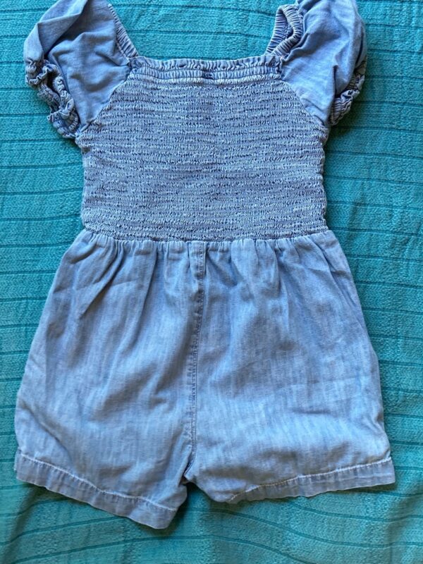 Gap Sz S Girls Denim Romper ~ Sweet Smocked Detail Puff Sleeves ~ One & Done!