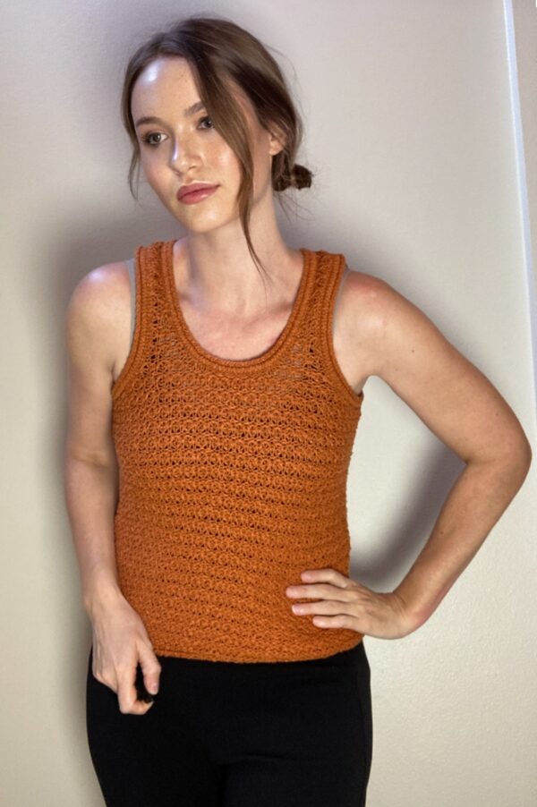 Aerie Vest Sleeveless Tank Top Orange Burnt Longhorns UT Texas Crochet ~ Sz M