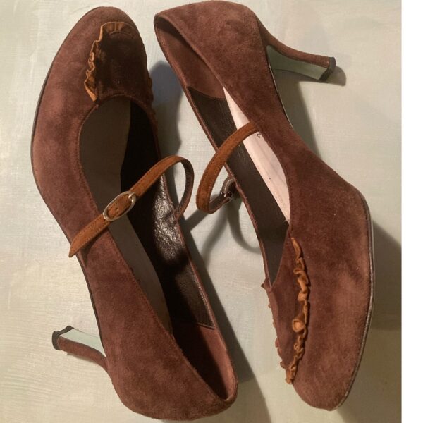 Cynthia Rowley Brown Suede Mary Jane Heels Vintage 00s 1940s Very Chloe ~ Sz 10