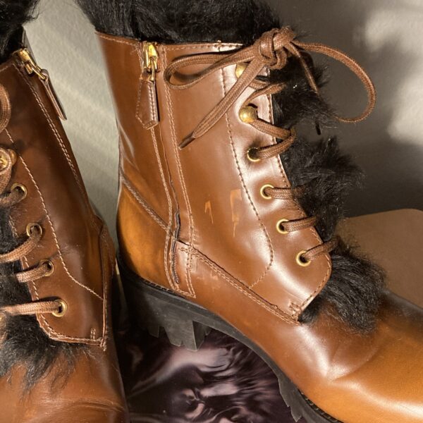 Prada Tobacco Burnished Leather Fur Lined Boot Orig $1400 Sz 38 / 8 ~ Near Mint! - Image 2