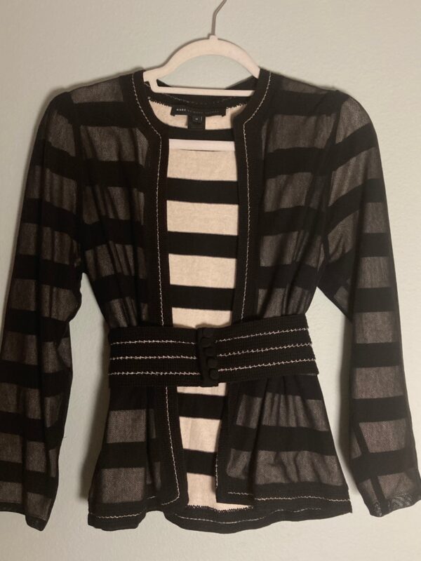 French Girl Style ~ Vintage Marc by Marc Jacobs Striped Knit Cardigan Sz M